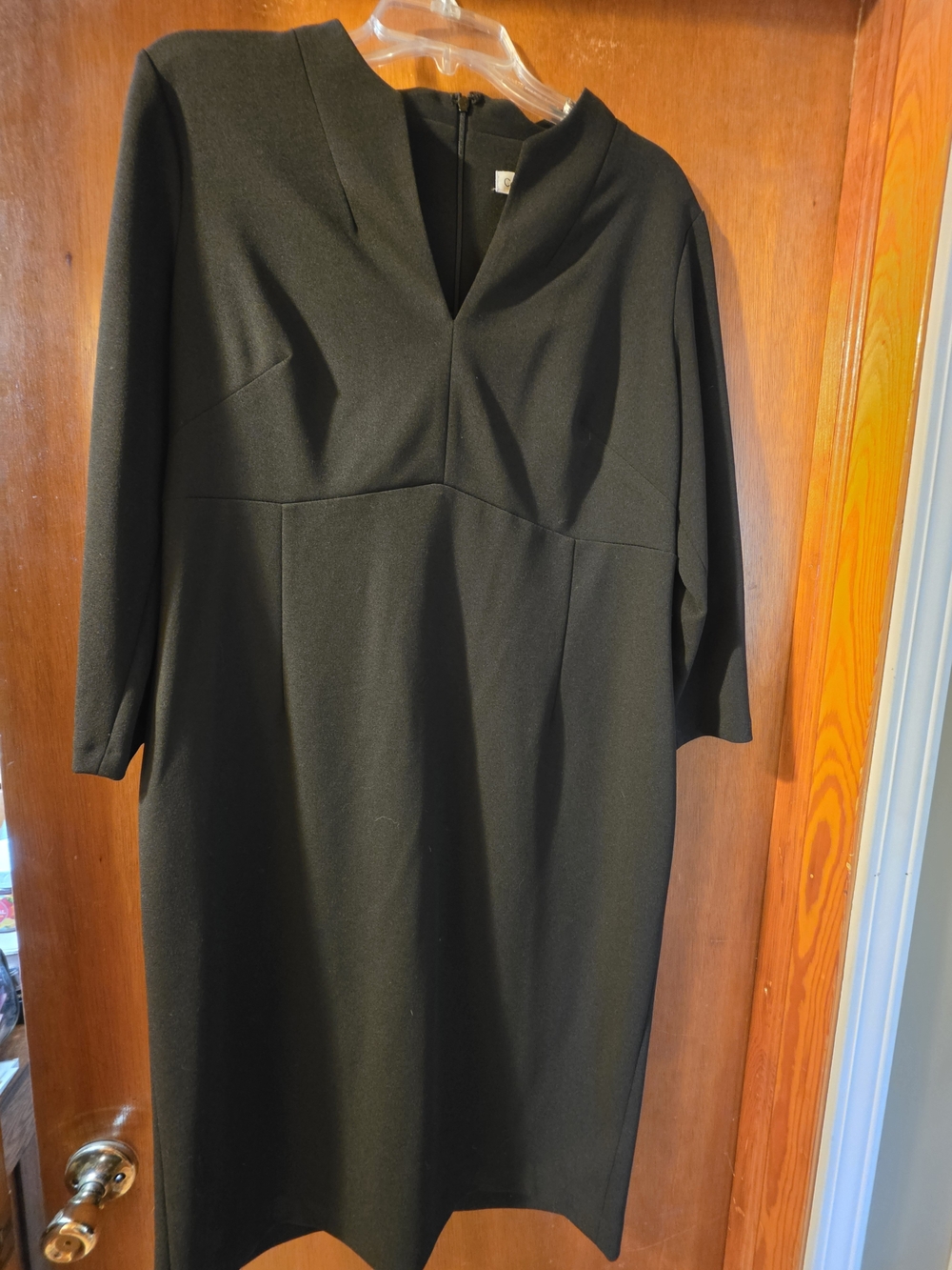 Calvin Klein Black Midi Sheath Dress with V-Notch